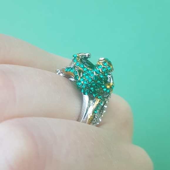 🐸💍 Frog Gem Silver Cocktail Ring - Picture 5 of 8